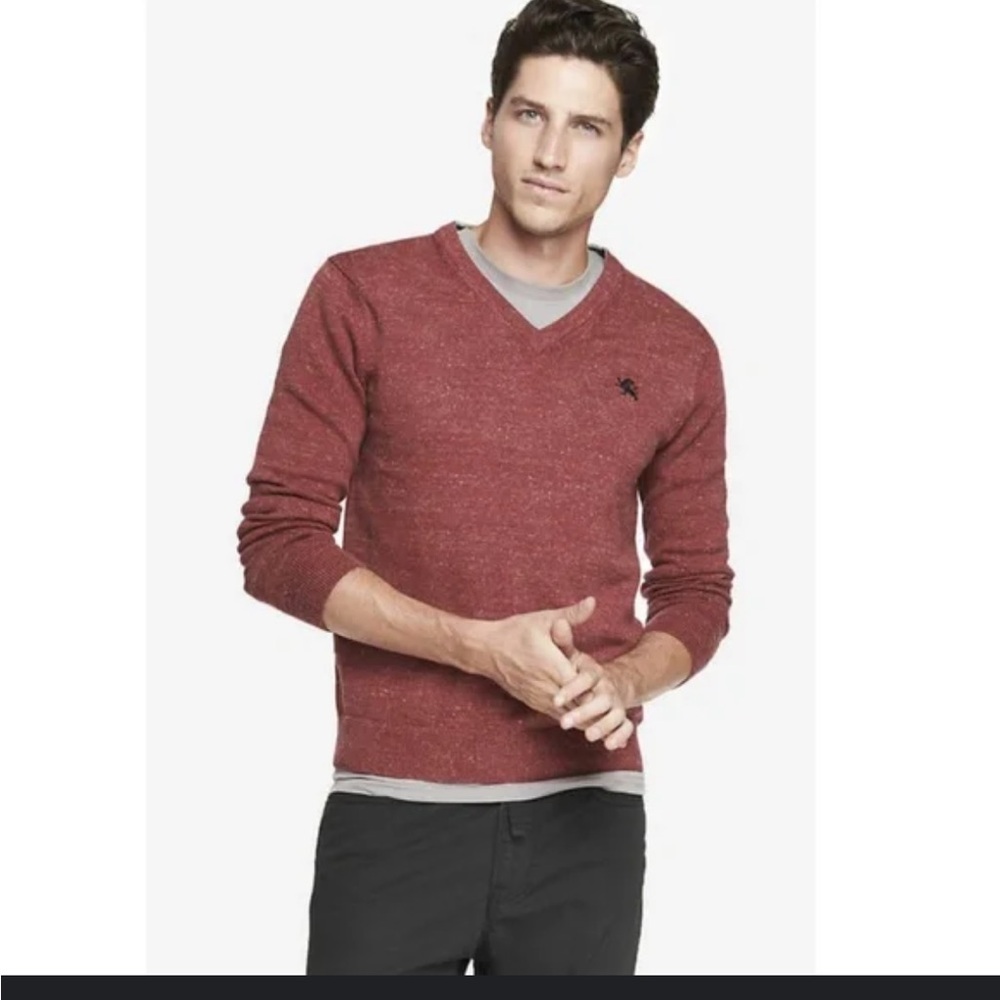 Express Heathered Cranberry/ Maroon Knit Sweater
